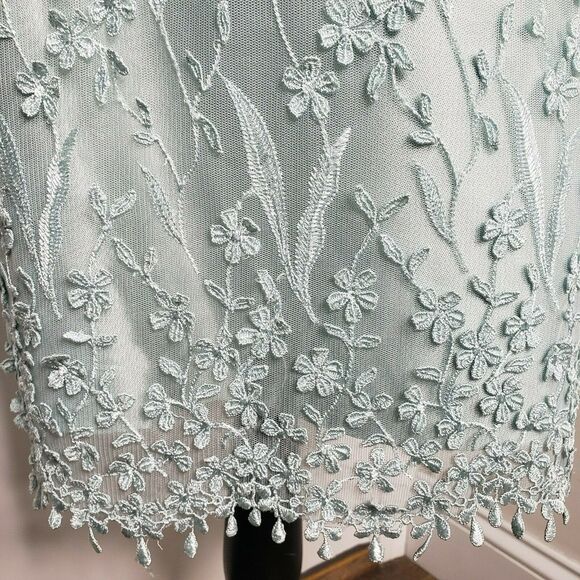 Social Occasions by Mon Cheri Two-Piece Aqua Dress & Jacket Size 10 - Picture 4 of 14